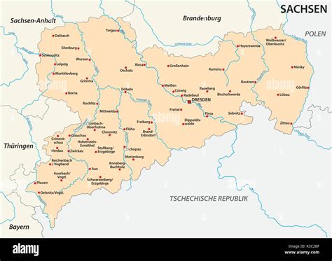 Eine Karte des mittelalterlichen Sachsens mit eingezeichneten Siedlungsgebieten und Burgen.