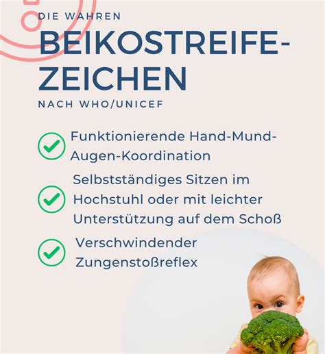 Infografik mit den Beikost-Reifezeichen für Babys