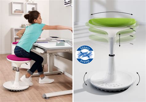 Kinderhocker Swifty in Aktion, der dynamisches Sitzen demonstriert