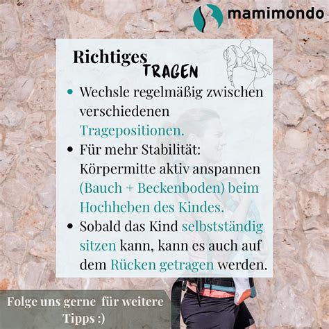Illustration der verschiedenen Tragepositionen (Bauch, Hüfte, Rücken)