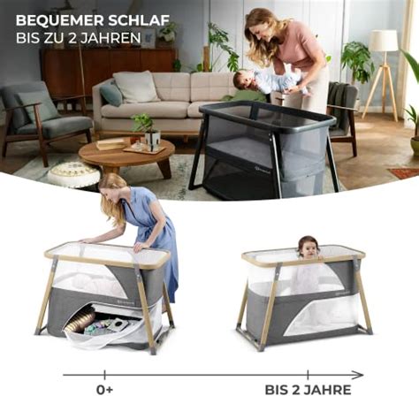 Kinderkraft Sofi, dargestellt in verschiedenen Funktionen (Wiege, Laufgitter)