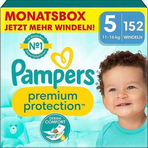Infografik, die die Saugfähigkeit und den Tragekomfort der Pampers Premium Protection Windeln veranschaulicht