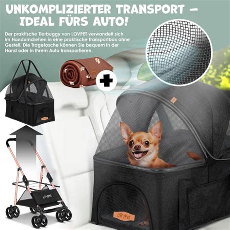 Nahaufnahme der abnehmbaren Transporttasche eines LOVPET Hundebuggys.
