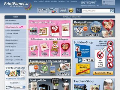 Screenshot des Online-Konfigurators von PrintPlanet mit verschiedenen Personalisierungsoptionen