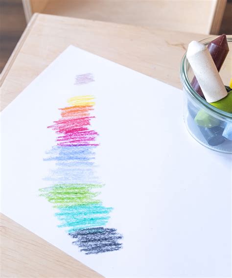 Nahaufnahme von ungiftigen Wachsmalstiften, die sicher für Kinder sind.