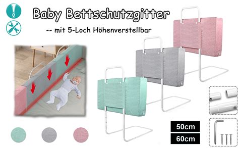 Illustration, die zeigt, wie ein Bettschutzgitter korrekt an einem Bett montiert wird, um Lücken zu vermeiden.
