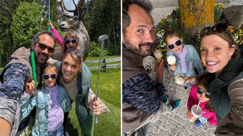 Evi Sachenbacher-Stehle mit ihren Töchtern beim Sport in der Natur