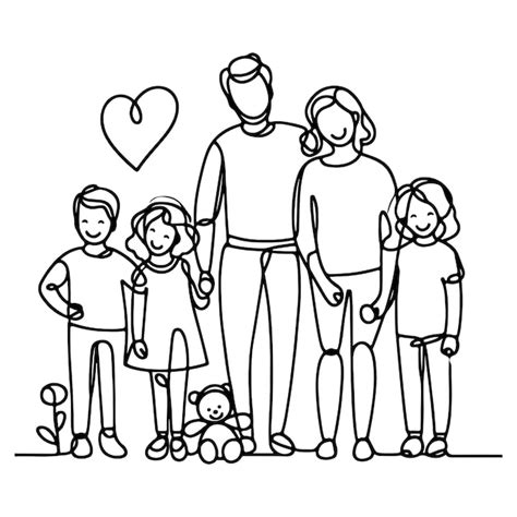 Zeichnung einer Familie, die mit einem Kind auf einem Dreirad mit Schiebestange spazieren geht.