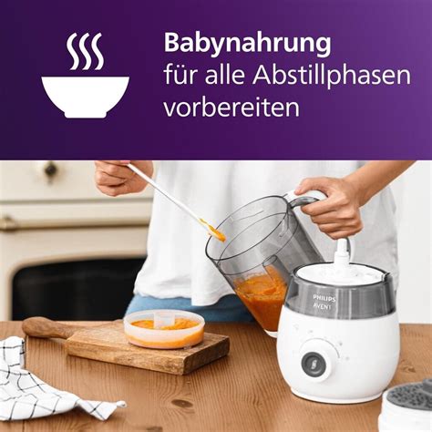 Foto des Philips Avent SCF883/01 im Einsatz, der Babybrei zubereitet