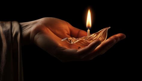 Eine Hand, die sanft eine Kerze hält, deren Flamme ein warmes Licht wirft