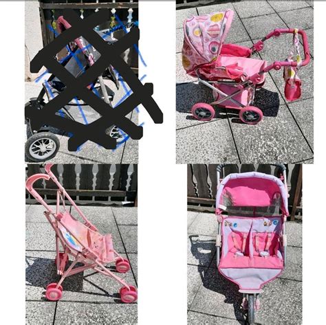 Verschiedene Modelle von BABY born Puppenwagen, darunter Kombi-Modelle und solche mit Zubehör
