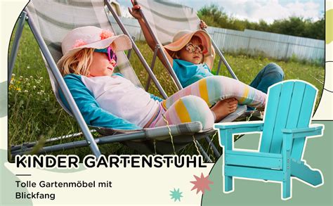 Gartenstuhl für Kinder aus Holz mit Getränkehalter
