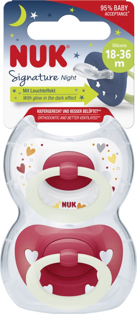 Vergleichsskizze der NUK Originalform im Mund eines Babys, mit Hervorhebung des dünnen Saugerhalses und des flachen Lutschteils
