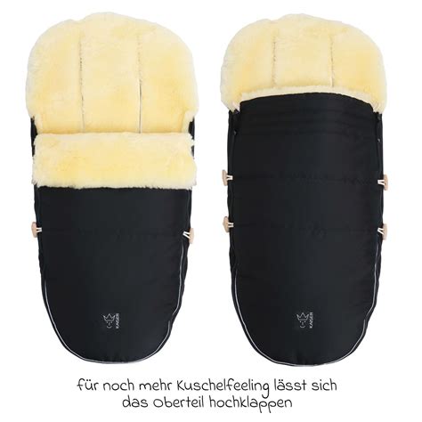 Nahaufnahme von weichem Merino-Lammfell, das für Kinderwagen-Fußsäcke verwendet wird.