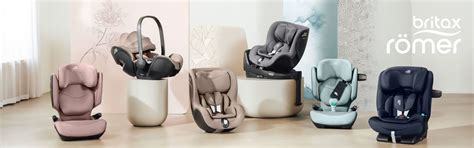 Collage aus verschiedenen Britax Römer Kindersitzen und Babyschalen