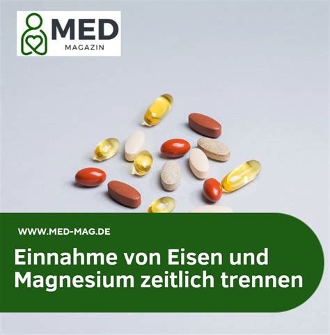 Schema, das Wechselwirkungen von Magnesium mit Eisen und anderen Medikamenten zeigt