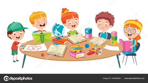 Illustration: Kinder in verschiedenen Sitzpositionen im Unterricht
