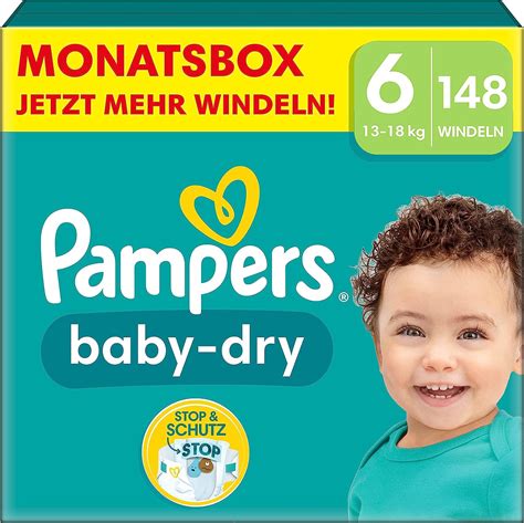 Infografik, die die Stopp- & Schutztäschchen und den 100%igen Auslaufschutz der Pampers Baby-Dry Windeln hervorhebt.