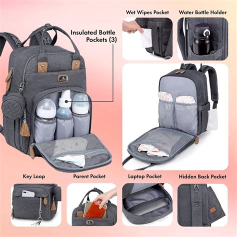 Lekebaby Wickeltasche im Boho-Design mit Fokus auf Stauraum und Fächer