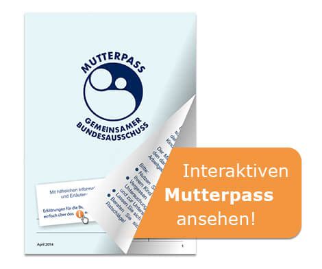 Beispielhafte Darstellung einer Seite aus dem deutschen Mutterpass mit relevanten Informationen