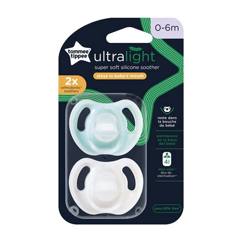 Tommee Tippee Ultra-Light Silicone Soother in verschiedenen Farben.