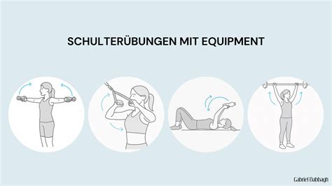 Illustration, die verschiedene Übungen mit Aqua-Fitness-Hilfsmitteln wie Hanteln und Noodles zeigt.