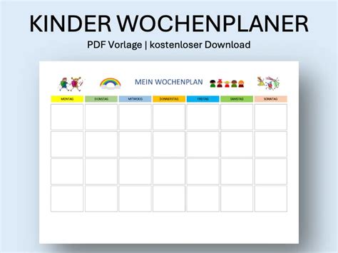 Bild: Ein bunter Wochenplaner mit verschiedenen Haushaltsaufgaben für Kinder