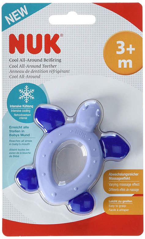 Darstellung des NUK Extra Cool Beißrings mit Fokus auf die kühlenden und massierenden Oberflächen