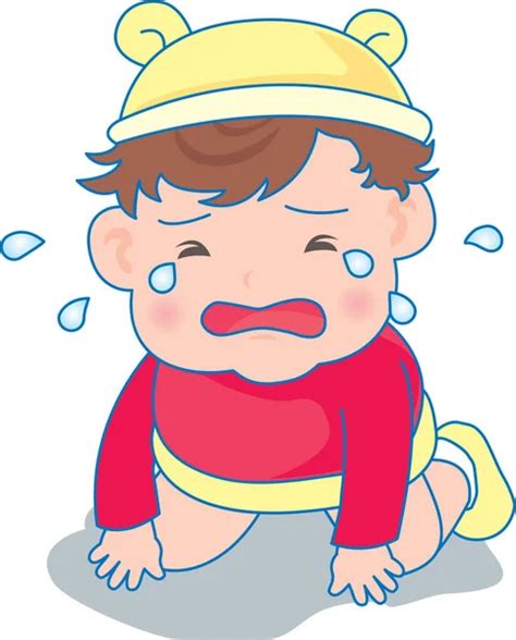 Illustration eines weinenden Babys mit einer roten und einer blassen Wange