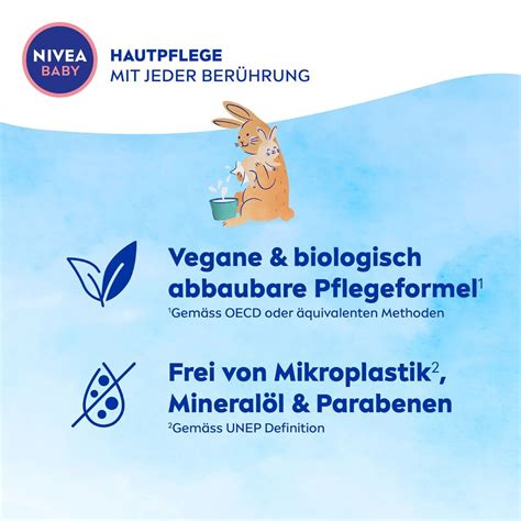 Infografik mit den Hauptinhaltsstoffen der NIVEA Baby Aqua Feuchttücher: 99% Wasser, Mandelextrakt, Fasern natürlichen Ursprungs