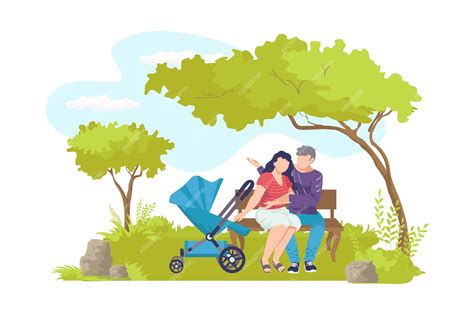Illustration einer Familie, die einen Kinderwagen auswählt