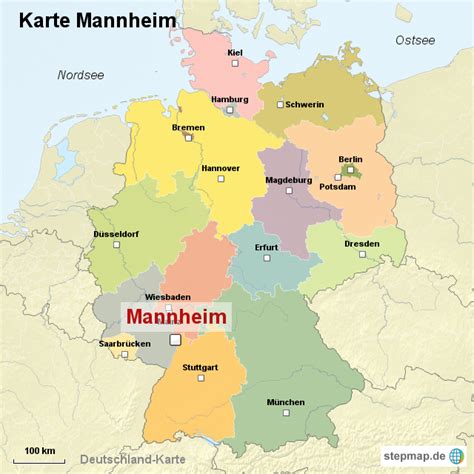 Karte von Deutschland mit Markierung von Mannheim, wo eine Strafanzeige eingereicht wurde