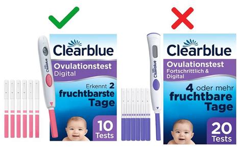 Vergleichstabelle der Clearblue Ovulationstests und Fertilitätsmonitore, die deren jeweilige Funktionen und Vorteile hervorhebt.