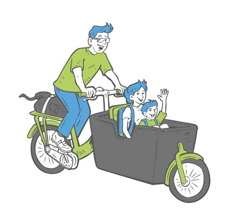 Illustration eines Lastenrads mit montiertem Buggyträger